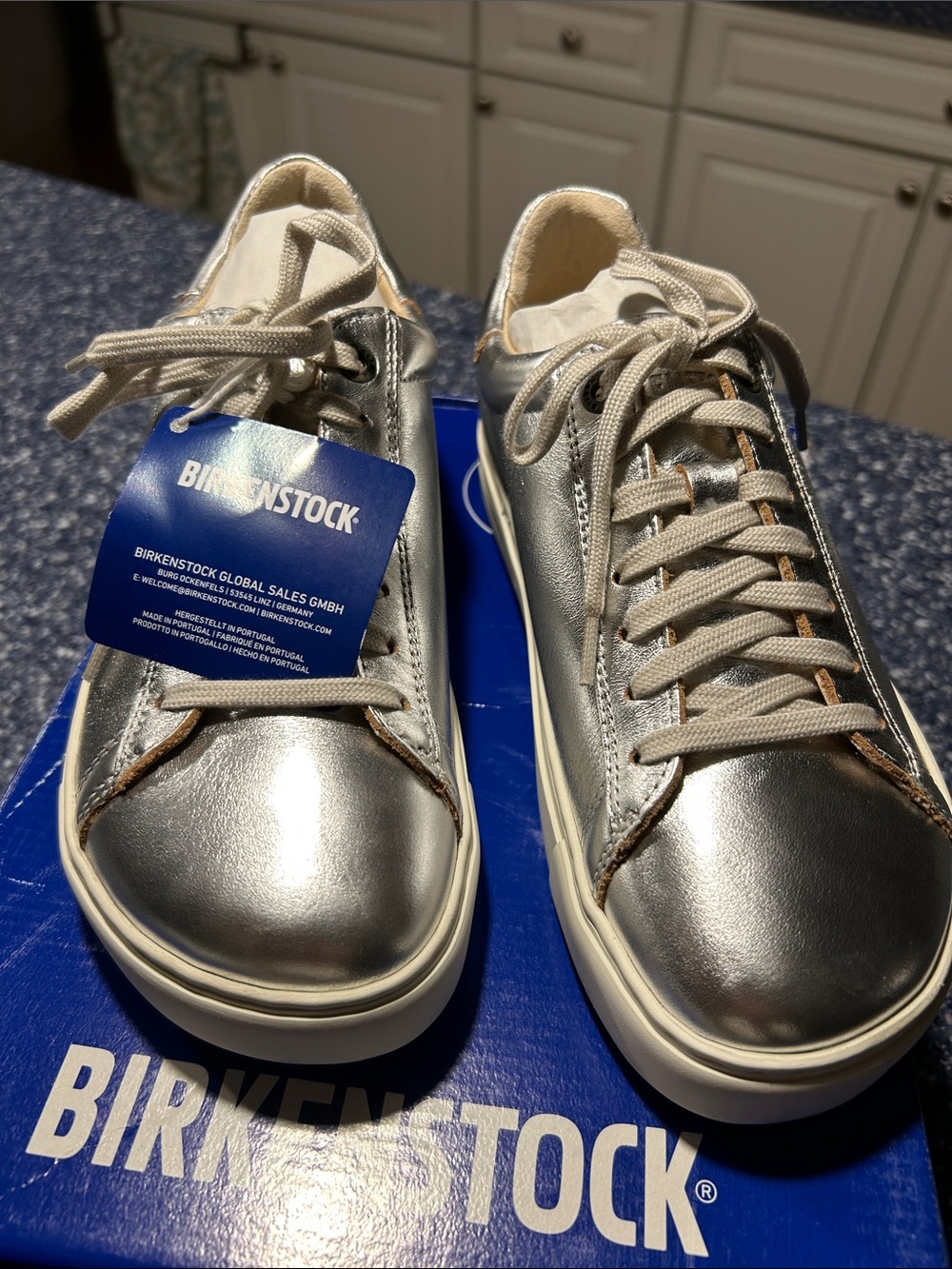 Birkenstock Women’s Metallic Silver Lace-Up Sneaker